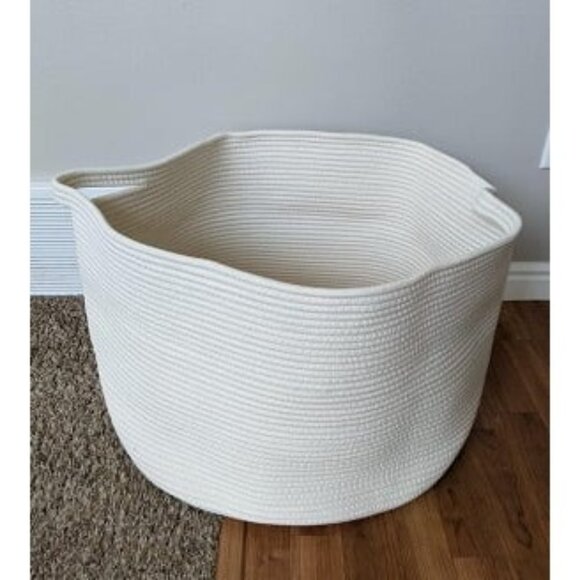 New White Rope Storage Baskets, 22" X 22" X 14" Extra Large Blanket Basket - Picture 1 of 2